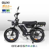 BR OUXI V8 Vélo électrique Fatbike vintage avec moteur arrière sans balais 750W, cadre en acier, longue autonomie, batterie lithium haute vitesse 60Ah