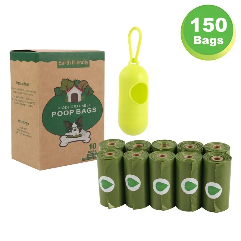 Биоразлагаемые пакеты для собачьих какашек, Биоразлагаемый мешок для собачьих отходов с дозатором, Биоразлагаемые пакеты для собачьих какашек, Биоразлагаемый, Кукурузный крахмал