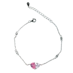 Bracelet chaîne et maillons minimaliste en argent sterling S925 avec zircon en forme de cœur et goutte d'eau pour femme, idéal pour le quotidien et les occasions festives - Product Image 5