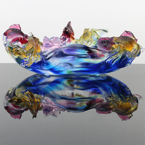 Folk Art Glass Crafts in China Colored Glass Pieces for Crafts Liuli Crystal Glass Crafts