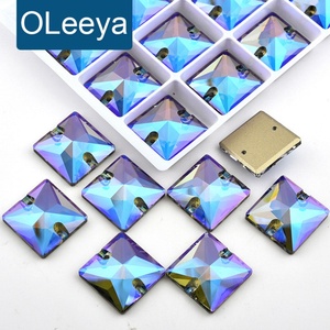 OLeeya Sew on Rhinestone Square Flatback Glass Crystals for Clothing Wedding Dresses Shoes Bags All Decoration DIY - Product Image 1