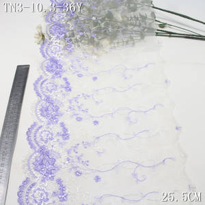 Fabricants de dentelle, dentelle en <span class=keywords><strong>filet</strong></span> blanc de 25 cm, fleurs bicolores violettes, dentelle brodée, bordure de dentelle, lot en stock pour accessoires vestimentaires - Product Image 2