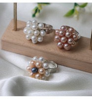 Bague en perles d'eau douce naturelles, design ajustable avec perles de riz, bijou promotionnel pour diffusion en direct, en stock, vente en gros