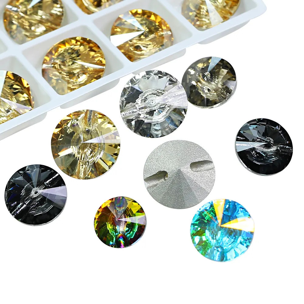 Rivoli shape Buttons point back crystal rhinestones wholesale Loose crystal beads for garment clothes accessories sewing buttons