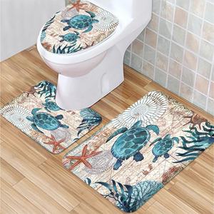 Set da bagno 3D Set <span class=keywords><strong>tenda</strong></span> da doccia 4 pz classica tartaruga impermeabile divisorio antiscivolo assorbente tappetino - Product Image 4