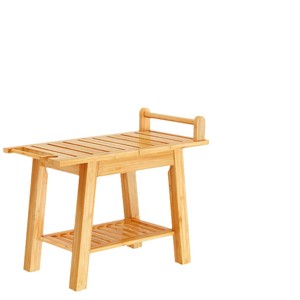 <b>Bamboo</b> Bathroom Storage Rack 60X70cm Two Tier Freestanding Shower Shelf With <b>Soap</b> <b>Dish</b> And Bottle Holder For Bathtub Area - Product Image 5
