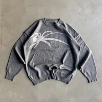 Pull en tricot jacquard surdimensionné vintage personnalisé pour homme, en coton, fabrication OEM chinoise, marque privée