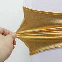 Ceinture de chaise en or Spandex Boucles de chaise en or pour décorations de mariage sans couvertures blanches (or métallique)
