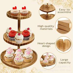 Wooden Heart-Shaped Cupcake Stand 3-Tier Valentine's Day Dessert Display Rack Birthday Party <b>Cake</b> <b>Decorating</b> <b>Supplies</b> - Product Image 1
