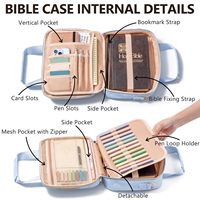 Funda para Biblia Grande para Mujer, Impermeable, de Poliéster, con Cierre de Cremallera, Diseño Acolchado, Correa para el Hombro, Regalo Cristiano de Pascua