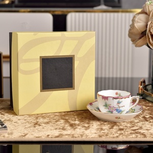 European Luxury Exquisite Flower Concentrated Bone China <b>Cup</b> and Saucer Set with Gift Box Eco-Friendly - Product Image 3
