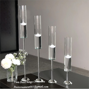 Long Stemmed <strong>Hurricane</strong> Floating <strong>Candle</strong> Glass Holder for Wedding Centerpieces - Product Image 6