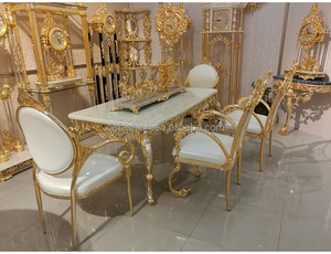 Sedie da banchetto nuziali in alluminio bianco oro stile barocco italiano OE-FASHION, utilizzabili anche come sedie da tempo libero per ristoranti e salotti. - Product Image 3