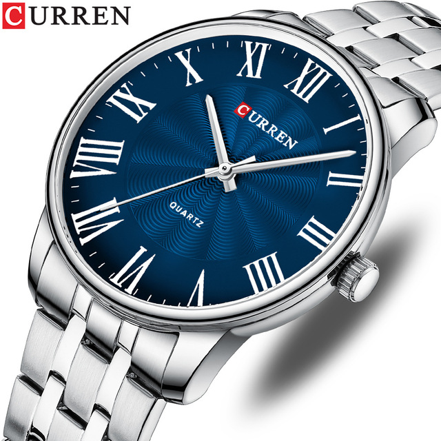 CURREN 8422 Minimalist Watch Men Stainless Steel Waterproof Luminous Silver Blue Quartz Watch Fashion Simple Mens Wristwatch