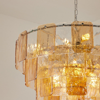 Nouveau design moderne de luxe, lustre d'intérieur pour hôtel, lampe suspendue pour salon, lustre en verre de Murano, structure en fer, taille moyenne