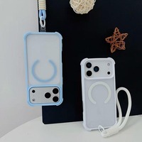 Coque de téléphone magnétique antichoc mate en promotion pour iPhone 17 ProMax 16 Plus 15 14 13 12 avec dragonne et boîte d'emballage