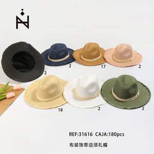 Chapeau Fedora Angelina avec bande tressée, chapeau de paille respirant pour le printemps et l'été, usage décontracté, taille adulte unisexe, 31616, lot de 180 pièces - Product Image 1