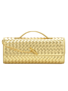 Trendige gewebte Abend-Clutch-Taschen für Damen, Schultertasche, süße Umhängetasche, Crossbody-Tasche, PU-Leder-Geldbörse - Product Image 6