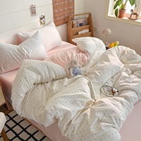 Parure de lit personnalisée avec drap-housse, drap plat et housse de couette à pois pour lits simples, doubles, Queen Size et King Size