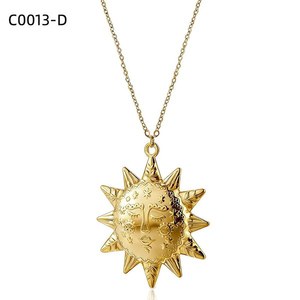 Collar con Colgante de Cara de Sol Amy Amy, Chapado en Plata, Aleación, Joyería Vintage de Moda para Mujer, Regalo, Uso Diario, Cadena de Serpiente C0013 - Product Image 2