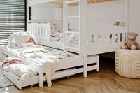 Lit en pin Lit superposé pour enfants Pas cher Fonction de stockage en bois massif Combinaison Lit superposé