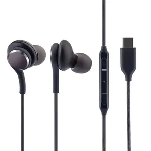 Earphone In Ear Konektor Usb C, Headset Stereo Usb C Asli untuk Samsung Note 10 20