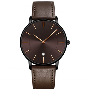 Montres à quartz minimaliste avec logo personnalisé et bracelet en cuir pour hommes de marque à la mode <span class=keywords><strong>altra</strong></span> slim montre bon marché pour hommes - Product Image 3