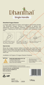 Dhanthal Steel Tongue <b>Cleaner</b> Single Handle Superior Quality Better Grip <b>for</b> Safe and Effective Tongue Cleaning Removes Toxins - Product Image 2
