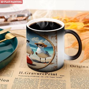 Mug en céramique noir givré de 11 oz, couleur changeante activée par la chaleur, tasse personnalisée - Product Image 5