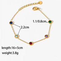 Parure de bijoux tendance en acier inoxydable avec collier ras-du-cou et bracelet en zircon coloré de haute qualité pour femme TGTZ1377