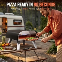 Four à pizza portable en acier inoxydable de 12 pouces, four à pizza au gaz pour l'extérieur avec thermomètre intégré