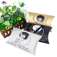 Boîtes d'oreiller en papier élégantes et personnalisées pour cheveux Boîte d'oreiller en papier d'emballage de perruque avec poignée en ruban pour extensions de cheveux