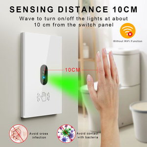 Venta al por mayor de interruptores de luz de pared de panel táctil de panel de vidrio templado estándar de EE. UU. Y AU con sensor infrarrojo de onda manual - Product Image 4