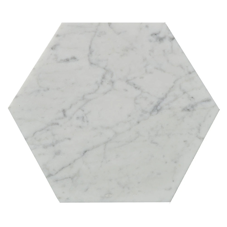 Carrelage hexagonal aspect marbre blanc 25x21,6 cm - SCULTOREA