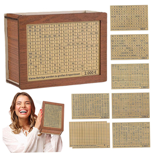 Tirelire en bois pour adultes et adolescents, coffre-fort à monnaie réutilisable, avec compteur de billets, écologique, solide, décorative, cadeau - Product Image 1