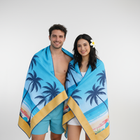 Microfiber Beach Towel Sand Free Double Sided Velvet Suede Travel Towel Quick Dry Oversized Picnic Mat Custom Logo Wholesale