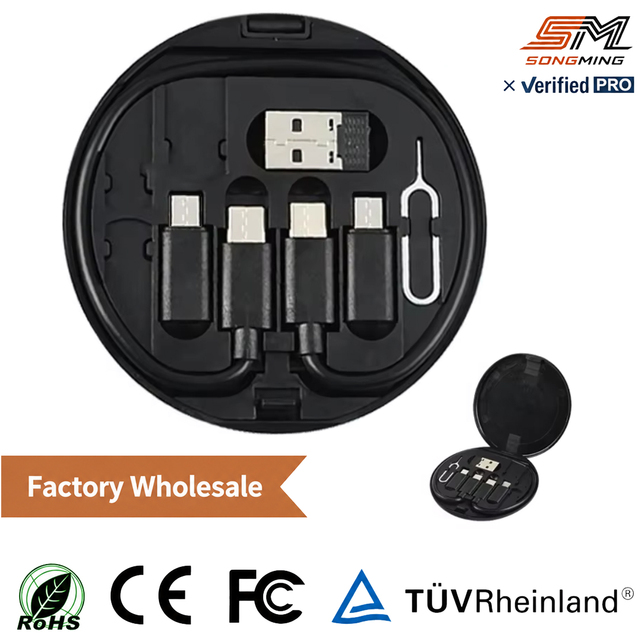 Wholesales 5 in 1 Portable Travel Cable Set Universal Phone Adapter Kit Fast Charging Charger Box With Ejection Pin