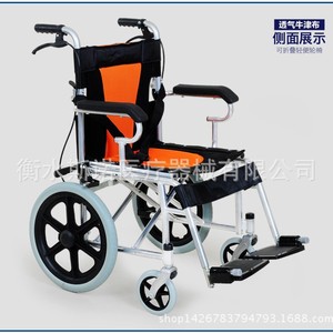 Silla de ruedas plegable portátil para ancianos y niños con asiento acolchado, cochecito de viaje manual, marco ligero de acero - Product Image 2
