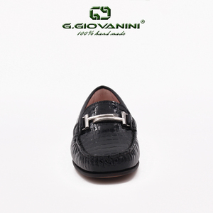 Mocassins classiques britanniques en cuir gaufré façon croco pour femme, chaussures plates à boucle métallique à enfiler, personnalisables - Product Image 3