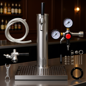 Tour de distribution de boissons en acier inoxydable, 3L, qualité commerciale, avec robinet unique et régulateur à double manomètre, pour installation sur comptoir - Product Image 2