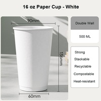 Gobelets à café jetables à double paroi en papier de 8 à 22 oz avec couvercles en plastique, anti-brûlure, anti-fuite, pour boissons chaudes/froides à emporter