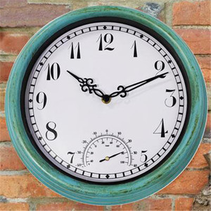 Personalizar 12 pulgadas Vintage cuarzo nórdico jardín <span class=keywords><strong>piscina</strong></span> al aire libre impermeable vintage <span class=keywords><strong>reloj</strong></span> con termómetro decoración Relojes de pared - Product Image 4
