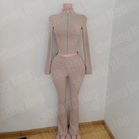 Ensemble de survêtement 2 pièces pour femme avec logo personnalisé, comprenant une veste à capuche et un pantalon de jogging à revers