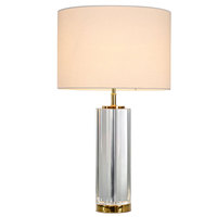 K9 Solid Crystal Bedside Table Lamp, Modern Fabric Shade