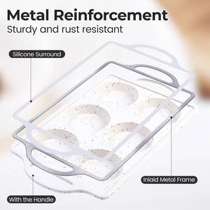 MUYULINS Factory 6-Cup LFGB Non-Stick BPA-Free Metal Reinforced Frame Giant <b>Silicone</b> Cup Muffin Cake Mold - Product Image 2