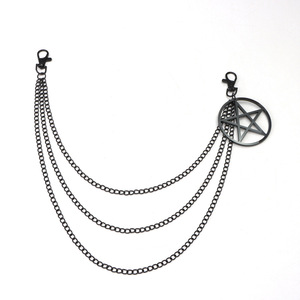 Colgante de estrella de aleación de zinc unisex, cadena de tres capas para pantalones, para uso diario, diseño de estrella de cinco puntas negra - Product Image 5