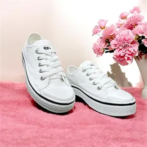 Zapatos de tenis Bresa 860, zapatos deportivos de verano con plataforma y cordones de lona blanca, unisex, talla para adultos 17-21 - Product Image 3