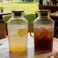 Carafe en verre de forme spéciale, moderne et minimaliste, pour réfrigérateur, conteneur de stockage de cuisine, 1 gallon, avec couvercle