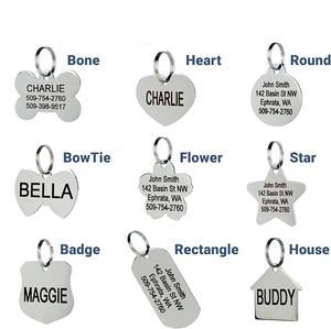 Брелок из нержавеющей стали с геометрическим сердцем и косточкой, персонализированный идентификационный брелок для животных, именная бирка для кошек и собак с кольцом для ключей - Product Image 5