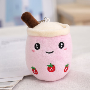EN STOCK Llavero de Peluche Suave de 10CM con Diseño de Dibujos Animados Kawaii, con Forma de Fruta, Leche, Boba, Té de Burbujas y Café - Product Image 3